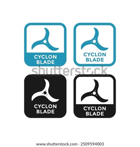 Cyclone blade vector logo badge design. Suitable for cutting knife symbol, information sign and product label