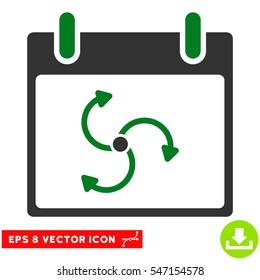 Cyclone Calendar Day icon. Vector EPS illustration style is flat iconic bicolor symbol, green and gray colors.