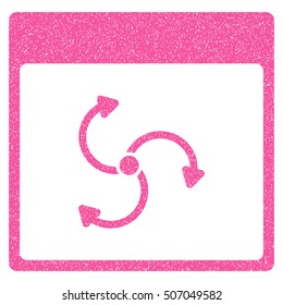 Cyclone Calendar Page grainy textured icon for overlay watermark stamps. Flat symbol with dirty texture. Dotted vector pink ink rubber seal stamp with grunge design on a white background.