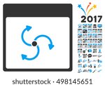 Cyclone Calendar Page icon with bonus calendar and time management icon set. Vector illustration style is flat iconic symbols, blue and gray colors, white background.