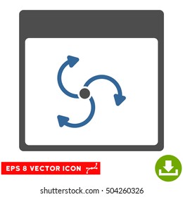 Cyclone Calendar Page icon. Vector EPS illustration style is flat iconic bicolor symbol, cobalt and gray colors.