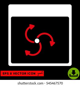 Cyclone Calendar Page icon. Vector EPS illustration style is flat iconic bicolor symbol, red and white colors.