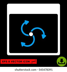 Cyclone Calendar Page icon. Vector EPS illustration style is flat iconic bicolor symbol, blue and white colors.