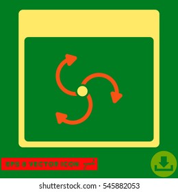 Cyclone Calendar Page icon. Vector EPS illustration style is flat iconic bicolor symbol, orange and yellow colors.