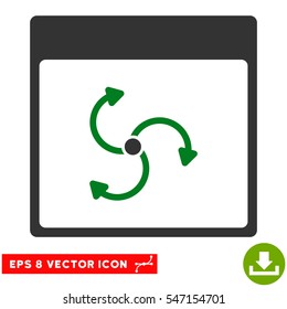 Cyclone Calendar Page icon. Vector EPS illustration style is flat iconic bicolor symbol, green and gray colors.