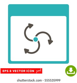 Cyclone Calendar Page icon. Vector EPS illustration style is flat iconic bicolor symbol, grey and cyan colors.