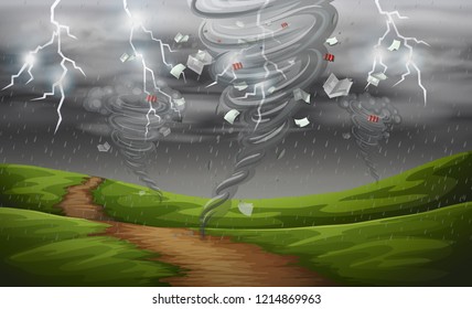 Ciclón en la ilustración de la naturaleza