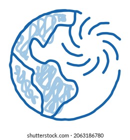 Cyclone Planet sketch icon vector. Hand drawn blue doodle line art Cyclone Planet isometric sign. isolated symbol illustration