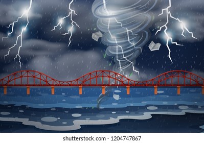 A cyclone and thunderstorm illustration