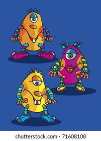 cyclop cartoon, abstract vector art illustration