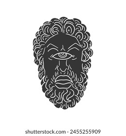 Cyclop Icon Silhouette Illustration. Greek Mythology Vector Graphic Pictogram Symbol Clip Art. Doodle Sketch Black Sign.