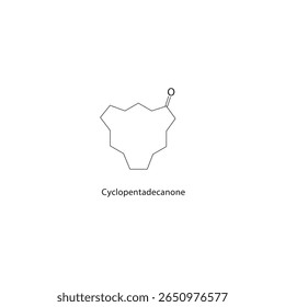 Skelettstruktur von Cyclopentadecanon. Keton-Verbindung, schematische Darstellung. Einfaches Diagramm, chemische Formel.
