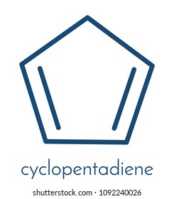 Cyclopentadiene molecule. Skeletal formula.