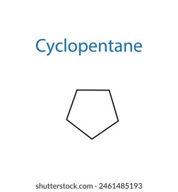 Cyclopentane molecule skeletal structure diagram.organic compound molecule scientific illustration on white background.