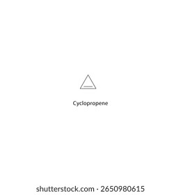 Estrutura esquelética ciclopropeno. Ilustração esquemática do composto de alqueno. Diagrama simples, fórmula química.
