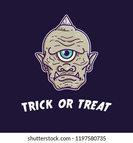 Cyclops halloween monster illustration