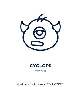 cyclops icon from fairy tale collection. Thin linear cyclops, cute, cartoon outline icon isolated on white background. Line vector cyclops sign, symbol for web and mobile