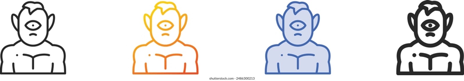 cyclops icon.Thin Linear, Gradient, Blue Stroke and bold Style Design Isolated On White Background