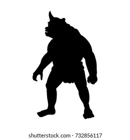 Cyclops Silhouette Monster Villain Fantasy. Vector Illustration.