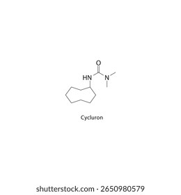 Cycluron skeletal structure. Herbicide compound schematic illustration. Simple diagram, chemical formula.