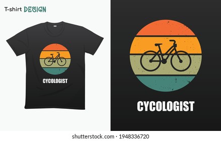 Cycologist Retro sunset. vector design illustration. T-shirt mock up vector. Eps 10 vector