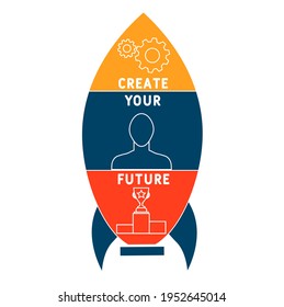 CYF - Create Your Future acronym. business concept background.  vector illustration concept with keywords and icons. lettering illustration with icons for web banner, flyer, landing page