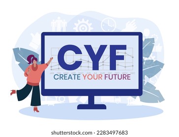 CYF - Create Your Future acronym. business concept background. vector illustration concept with keywords and icons. lettering illustration with icons for web banner, flyer, landing page