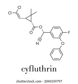 Cyfluthrin insecticide molecule. Skeletal formula.