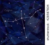 Cygnus constellation in night sky, background is a triangulation.
