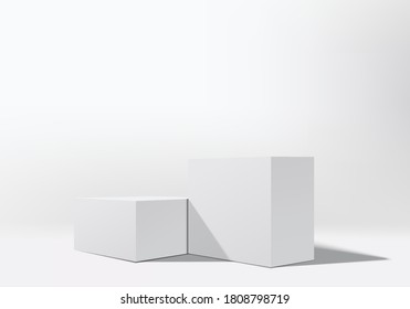 Cylinder abstract minimal scene with geometric platform. Summer background vector 3d rendering with podium. stand show cosmetic products. Stage Showcase on pedestal modern 3d studio white background.