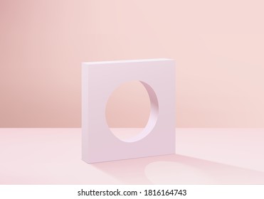 Cylinder abstract minimal scene with geometric platform. Summer background vector 3d rendering with podium. stand to show cosmetic products. Stage Showcase on pedestal modern 3d studio pink pastel