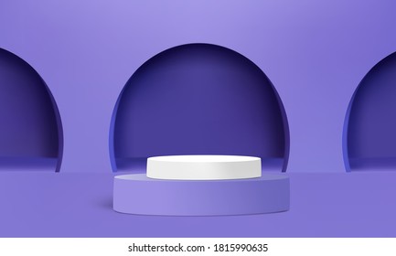 Cilindro con forma de arco en la habitación púrpura