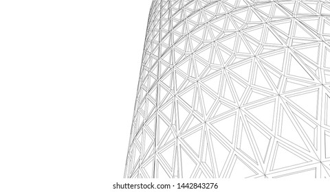 cylinder architecture abstract 3d illustration