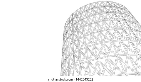 cylinder architecture abstract 3d illustration