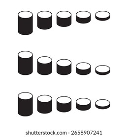 Cylinder bar chart. Three rounded columns. Minimal data Vector. Solid pillar graphic. EPS 10.
