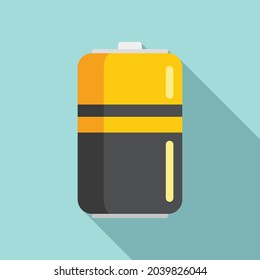 Cylinder battery icon flat vector. Full energy. Accumulator cell