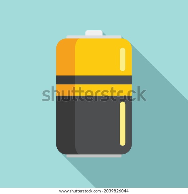 Cylinder battery icon flat vector. Full energy.\
Accumulator cell