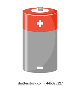 Cylinder battery icon. Vector illustration in cartoon style