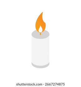 Vela de cilindro com luz de fogo de cera gotejando gradiente laranja