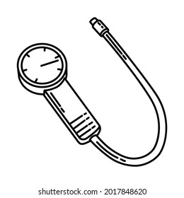 Cylinder Compression Tester is Part of Mechanical Equipment Device Hand Drawn Vector Icon Set.