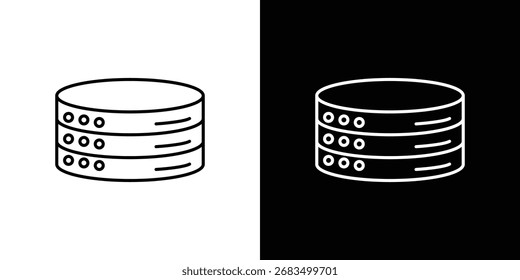 Icono de la base de datos del cilindro signo de contorno de Vector blanco y negro