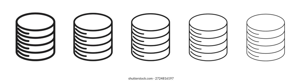 Zylinder Datenbank Symbol lineare Symbole Vektoren. Bearbeitbarer Strichsatz