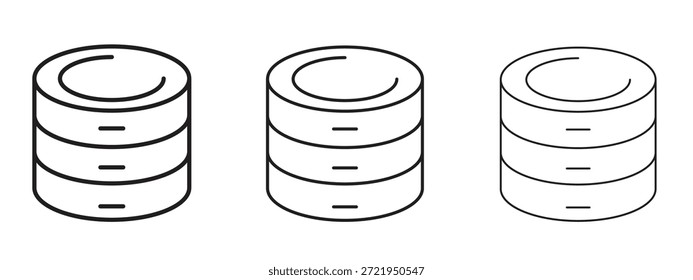 Symbol für die Zylinderdatenbank-Logo, schwarzes Piktogramm. Skizze mit dünnen Linien.