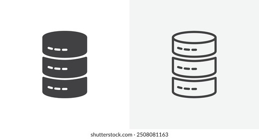 Cylinder database icon in solid and outlined style