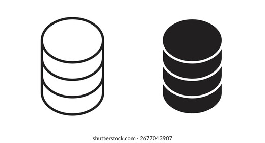 Ícone do banco de dados do cilindro. Pictograma de Traço e Glifo. Ilustração vetorial sobre fundo branco