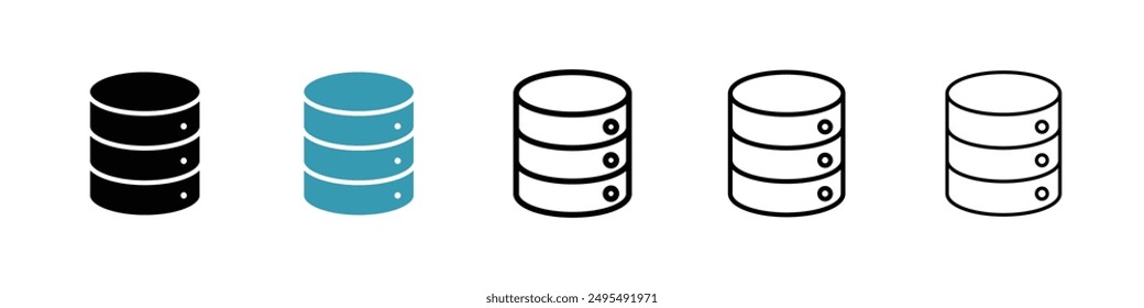 Cylinder database line icon vector set.