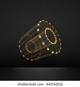Cylinder. Detail of the Mechanism. 3D Connection Structure. Lattice Geometric Element for Design. Vector Illustration.