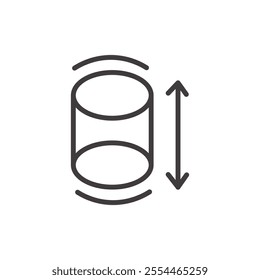 Cylinder Dimension thin liner icon vector.