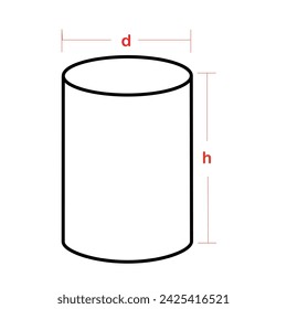 Cylinder with dimensions vector icon concept. height, area or size cylinder icon, Bottle geometric outline icon. Symbol logo illustration.black linear cylinder for game, package  mobile, ui, web, 