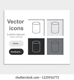 Cylinder flat placed on web page template vector icon.